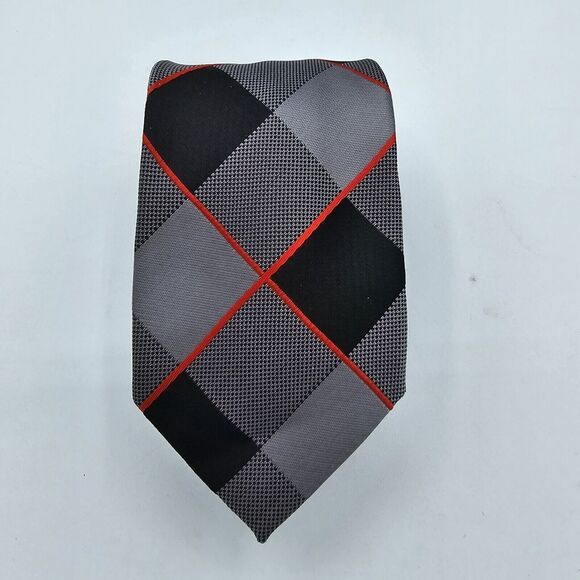Old Navy Other - Mens Necktie Old Navy Black Grey Red Skinny Striped 49x2.5 Inch Slim Vintage
